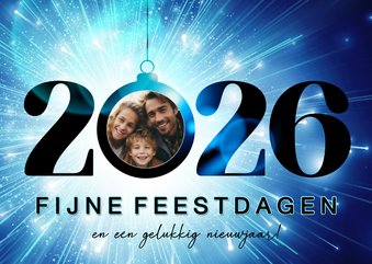 Sprankelende nieuwjaarskaart met felle sterren en foto