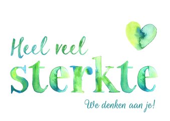 Sterkte wens in aquarel letters