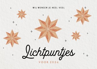 Sterktekaart lichtpuntjes voor 2026 met sterren papierlook