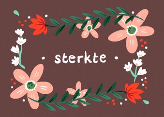 Sterktekaart met bloemenrand