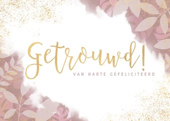 Stijlvolle felicitatiekaart getrouwd planten en waterverf 