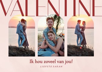 Stijlvolle fotocollage kaart voor valentijn in roze