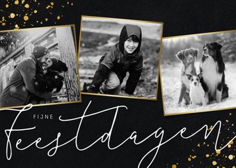 Stijlvolle fotocollage kerstkaart met zwart/wit foto's