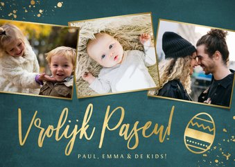 Stijlvolle fotocollage paaskaart met ruimte voor3 foto's