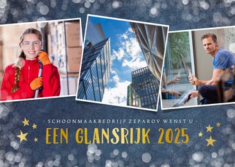 Stijlvolle fotocollage zakelijke kerstkaart met 3 foto's 