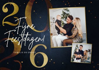 Stijlvolle fotokaart 2026 goud 2 fotos fijne feestdagen