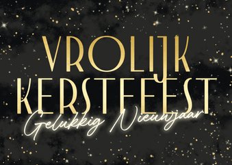 Stijlvolle kerstkaart met goudlook tekst een sterren