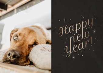 Stijlvolle nieuwjaarskaart foto 'Happy New Year' fonkels