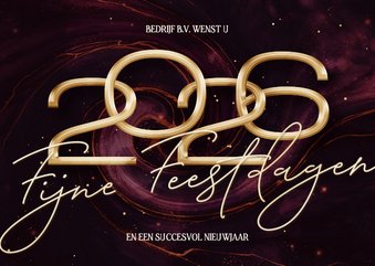 Stijlvolle rode zakelijke kerstkaart 2026 met marmer swirl