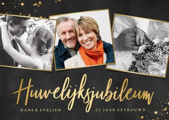 Stijlvolle uitnodiging huwelijksjubileum met 3 foto's