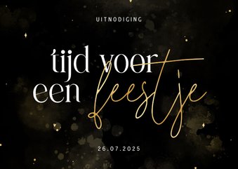 Stijlvolle uitnodiging tijd voor een feestje zwart goud