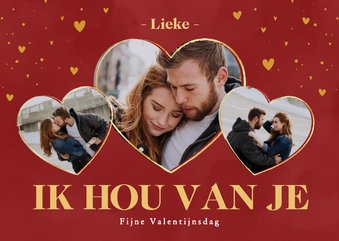 Stijlvolle valentijnskaart fotocollage hartjes