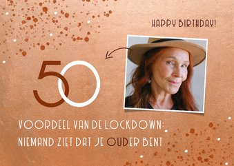 Stijlvolle verjaardagskaart roest 50 jaar voordeel lockdown