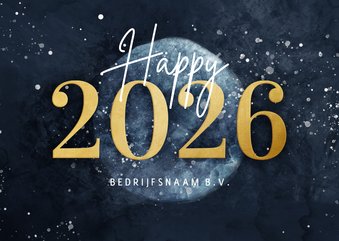Stijlvolle zakelijke kerstkaart gouden 2026 met wereldbol
