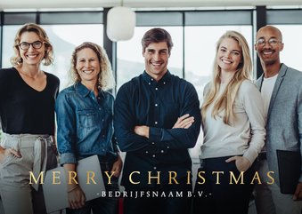 Stijlvolle zakelijke kerstkaart met grote eigen foto