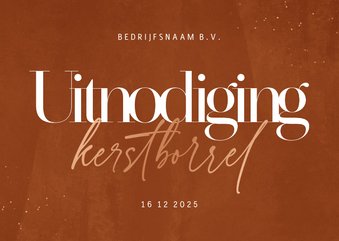 Stijlvolle zakelijke uitnodiging kerstborrel roestbruin 