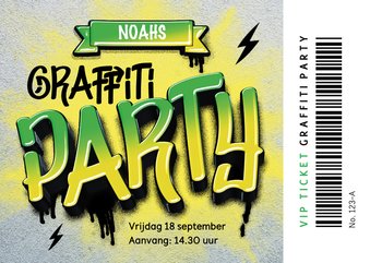 Stoere uitnodiging kinderfeestje graffiti ticket