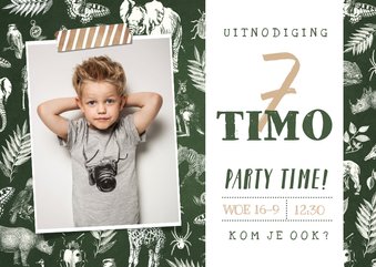 Stoere uitnodiging voor een jungle survival kinderfeestje