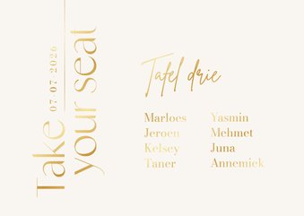 Tafelkaartje tijdloos take your seat goud