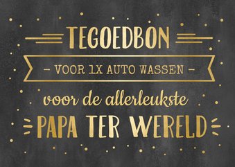 Tegoedbon kaart krijtbord met goud voor papa