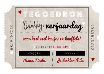 Doosje met Tegoedbonnen - om aan je kind te geven