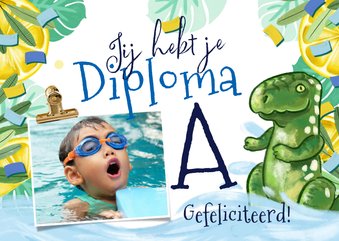 Trendy geslaagd kaart diploma tropisch dino foto