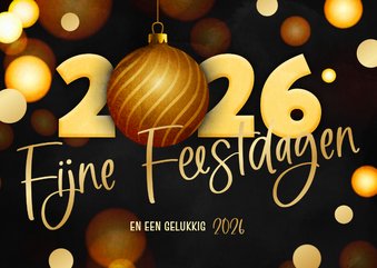 Trendy kerstkaart zakelijk 2026 kerstbal goud foliedruk