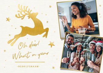 Trendy zakelijke kerstkaart oh deer what a year