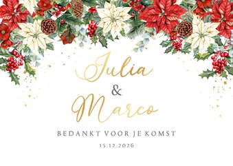 Trouwkaart bedankt kerststerren met kersttakken