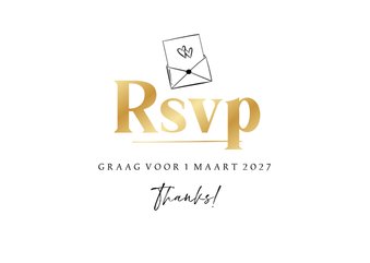 Trouwkaart RSVP goud stijlvol hartjes envelop