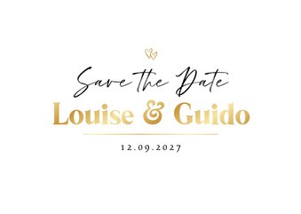 Trouwkaart save the date goud hartjes foto modern