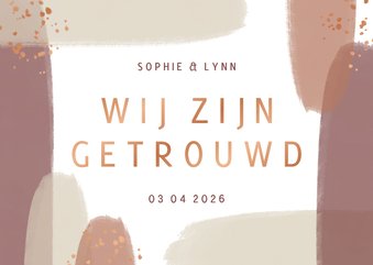 Trouwkaart wij zijn getrouwd naturel waterverf spettertjes