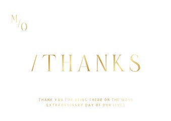 Typografische bedankkaart met minimalistische gouden tekst