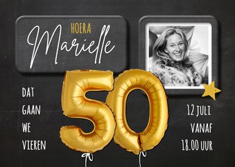 Uitnodiging 50 jaar ballon goud