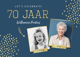 Uitnodiging 70 jaar stijlvol goud toen en nu