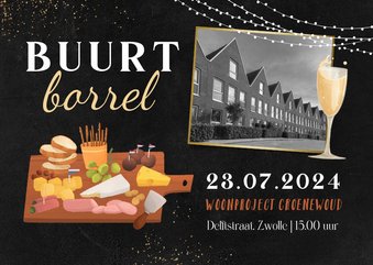 Uitnodiging buurt borrel woonproject straatfeest foto