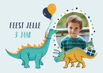 Uitnodiging dino's met ballonnen