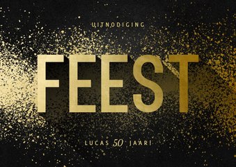 Uitnodiging feest goudlook met spetters
