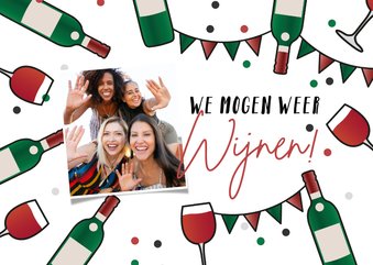 Uitnodiging feestje borrel wijnen cheers we mogen weer