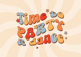 Uitnodiging groovy funky feestje dance party sterren