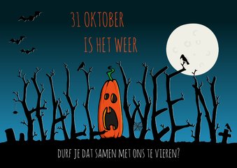 Uitnodiging Halloween takken op kerkhof