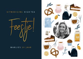 Uitnodiging High Tea verjaardagsjubileum met foto