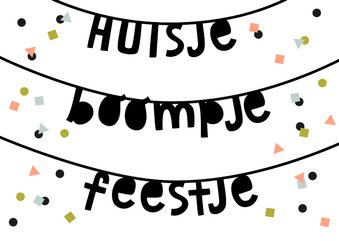 Uitnodiging huisje boompje feestje confetti