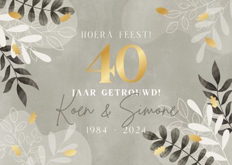 Uitnodiging jubileum takjes gouden blaadjes 40 jaar getrouwd