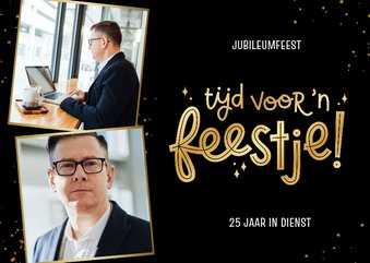 Uitnodiging jubileumfeest tijd voor 'n feestje goud