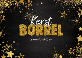 Uitnodiging (kerst) borrel feestelijke kaart met sterretjes