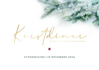 Uitnodiging kerstdiner stijlvol dennentakjes