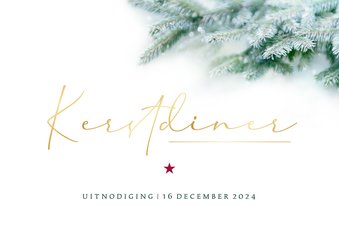 Uitnodiging kerstdiner stijlvol dennentakjes