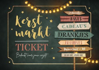 Uitnodiging kerstmarkt wegwijzers ticket sterren