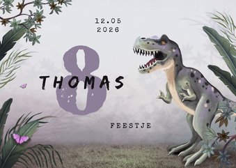 Uitnodiging kinderfeestje dino jungle trex